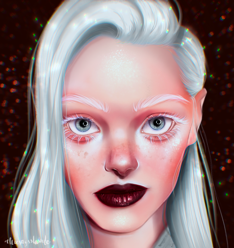 Albino elf close-up portrait
